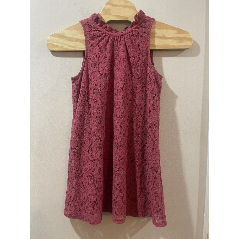 NWT Altar’d State Women’s Dress Sleeveless Size M Burgundy Cottage Floral Lace